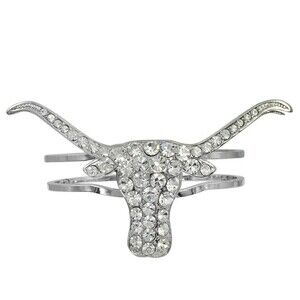 Big LongHorn Bull Clear Rhinestone Large Bangle Bracelet